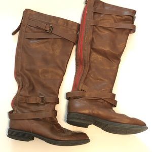 Brown leather slouch boots women’s 8.5
